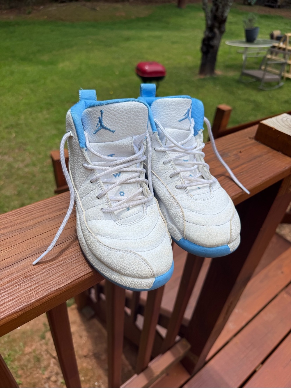 Jordan 12 White & University Blue